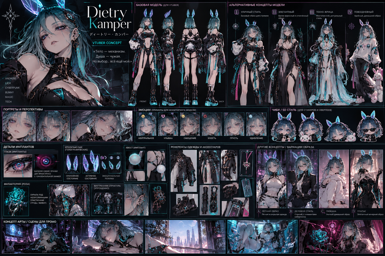 Концепт-арт Dietry Kamper — киберпанк VTuber